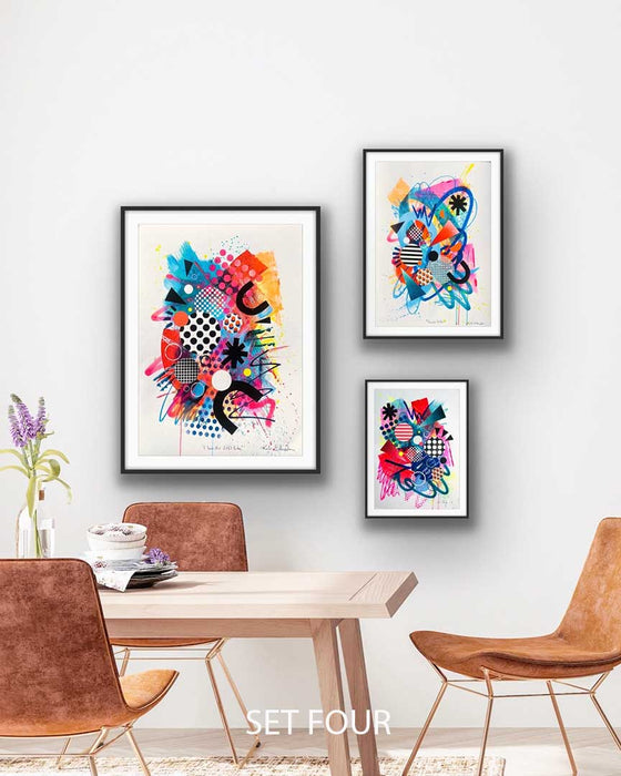 THE 'CLUB' MIXED SIZE TRIO GALLERY SET - Small(A4), Medium(A3) & Large(A2) Fine Art Prints