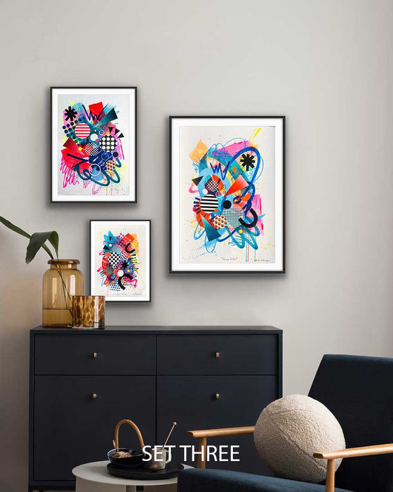 THE 'CLUB' MIXED SIZE TRIO GALLERY SET - Small(A4), Medium(A3) & Large(A2) Fine Art Prints