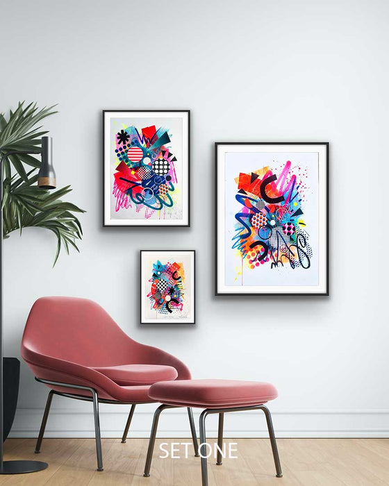 THE 'CLUB' MIXED SIZE TRIO GALLERY SET - Small(A4), Medium(A3) & Large(A2) Fine Art Prints