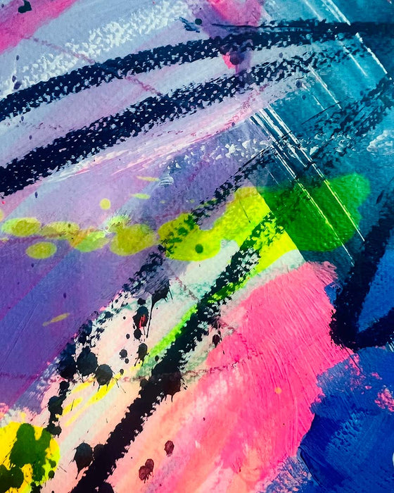 DIP DAB FRAMED ORIGINAL - Colourful Mixed-Media Abstract Artwork