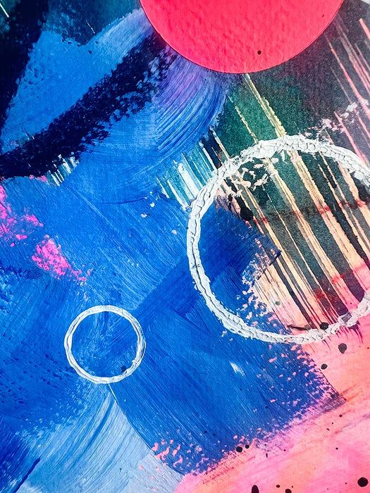 DIP DAB FRAMED ORIGINAL - Colourful Mixed-Media Abstract Artwork