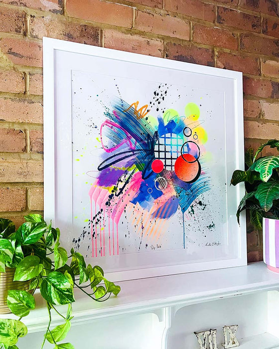 DIP DAB FRAMED ORIGINAL - Colourful Mixed-Media Abstract Artwork