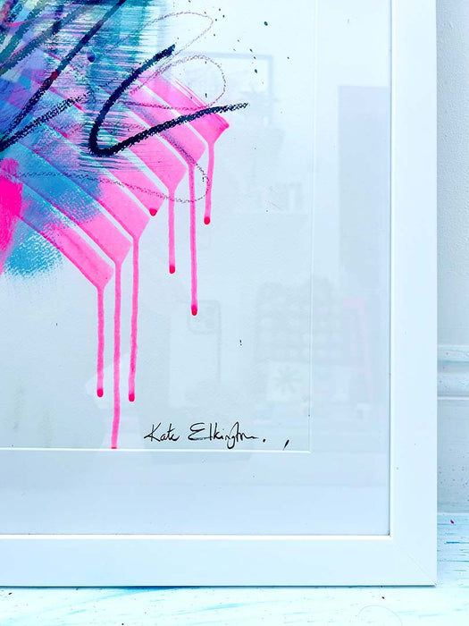FIZZ WHIZ FRAMED ORIGINAL  - Colourful Mixed-Media Abstract Artwork