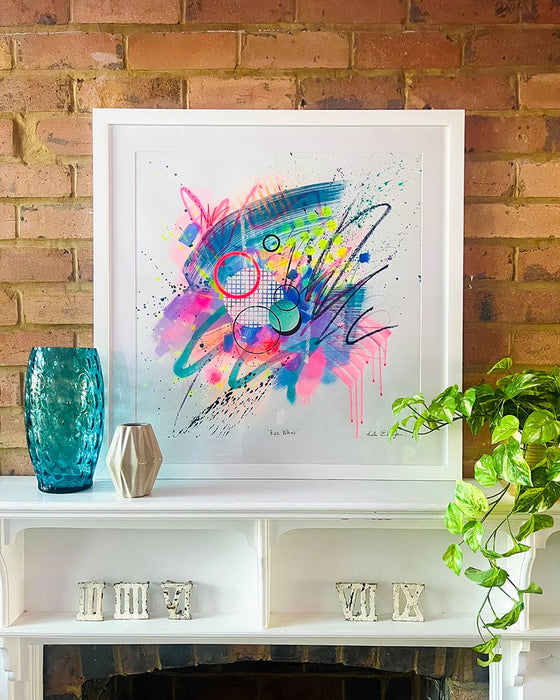 FIZZ WHIZ FRAMED ORIGINAL  - Colourful Mixed-Media Abstract Artwork
