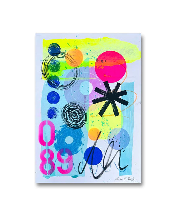 FUN PRINT#4 ORIGINAL ONE-OF-A-KIND MIXED-MEDIA SCREEN PRINT