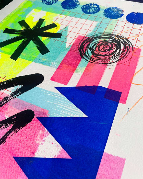 FUN PRINT#10 ORIGINAL ONE-OF-A-KIND MIXED-MEDIA SCREEN PRINT