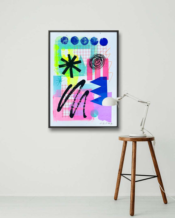 FUN PRINT#10 ORIGINAL ONE-OF-A-KIND MIXED-MEDIA SCREEN PRINT