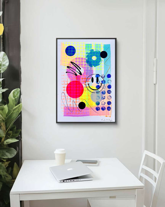 FUN PRINT#11 ORIGINAL ONE-OF-A-KIND MIXED-MEDIA SCREEN PRINT