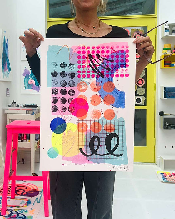 FUN PRINT#12 ORIGINAL ONE-OF-A-KIND MIXED-MEDIA SCREEN PRINT