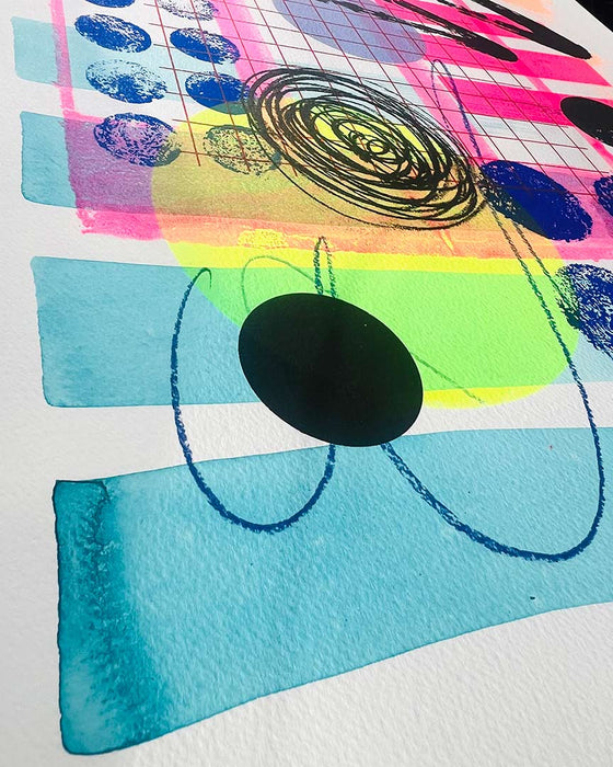 FUN PRINT#13 ORIGINAL ONE-OF-A-KIND MIXED-MEDIA SCREEN PRINT