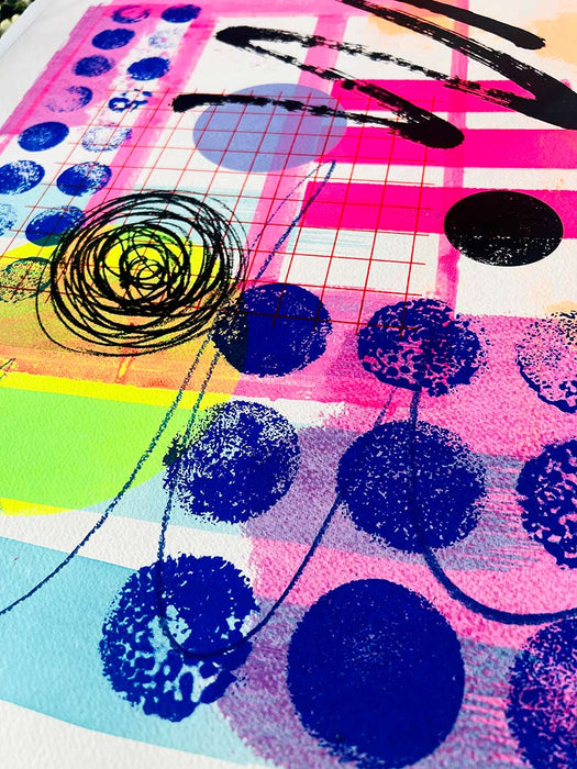 FUN PRINT#13 ORIGINAL ONE-OF-A-KIND MIXED-MEDIA SCREEN PRINT