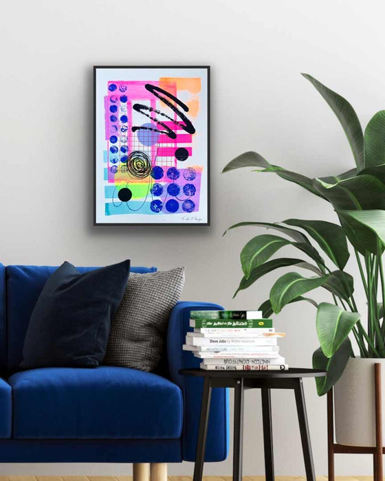 FUN PRINT#13 ORIGINAL ONE-OF-A-KIND MIXED-MEDIA SCREEN PRINT