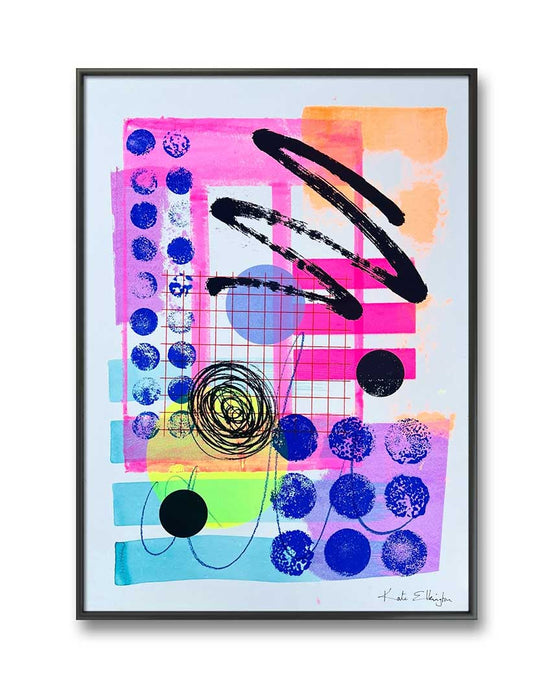 FUN PRINT#13 ORIGINAL ONE-OF-A-KIND MIXED-MEDIA SCREEN PRINT