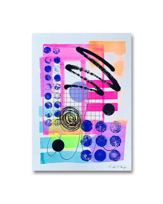 FUN PRINT#13 ORIGINAL ONE-OF-A-KIND MIXED-MEDIA SCREEN PRINT