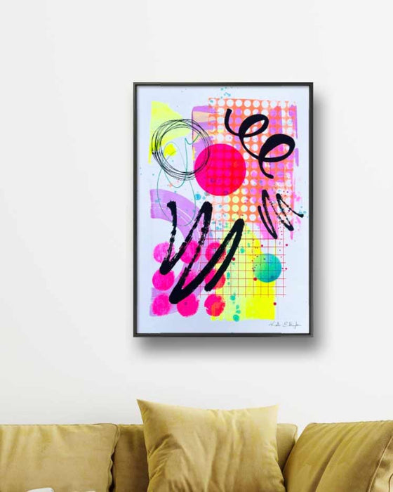 FUN PRINT#14 ORIGINAL ONE-OF-A-KIND MIXED-MEDIA SCREEN PRINT