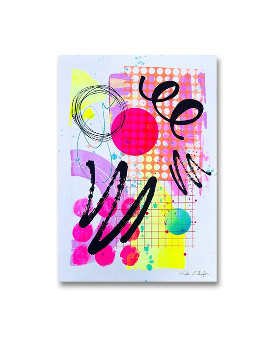 FUN PRINT#14 ORIGINAL ONE-OF-A-KIND MIXED-MEDIA SCREEN PRINT