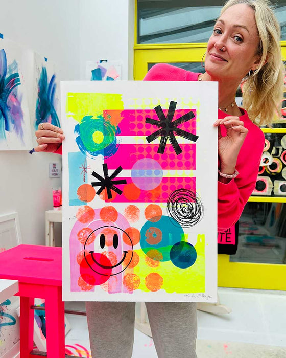 FUN PRINT#1 ORIGINAL ONE-OF-A-KIND MIXED-MEDIA SCREEN PRINT