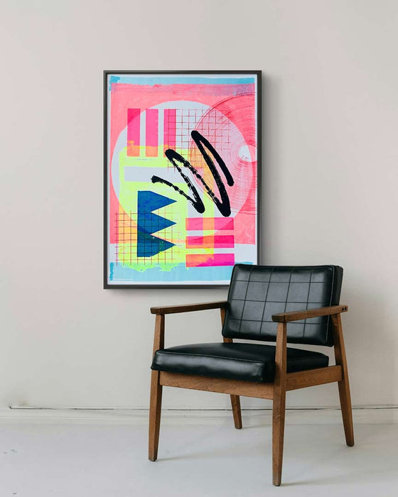 FUN PRINT#3 ORIGINAL ONE-OF-A-KIND MIXED-MEDIA SCREEN PRINT