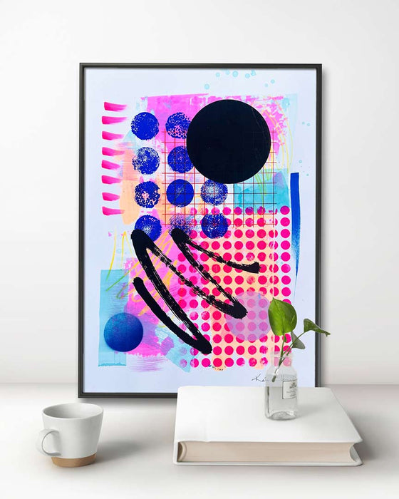 FUN PRINT#2 ORIGINAL ONE-OF-A-KIND MIXED-MEDIA SCREEN PRINT