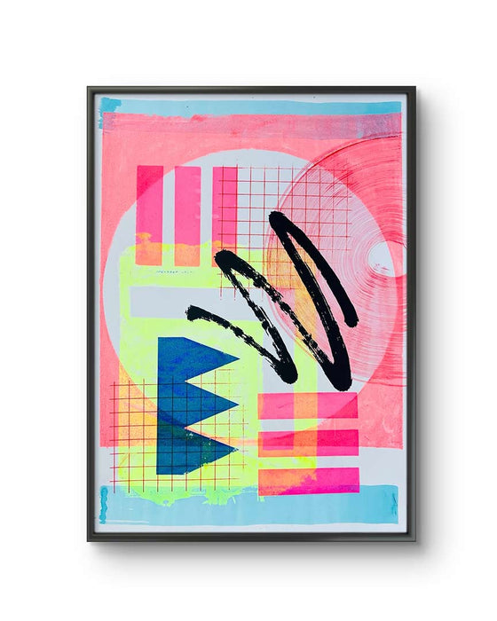 FUN PRINT#3 ORIGINAL ONE-OF-A-KIND MIXED-MEDIA SCREEN PRINT