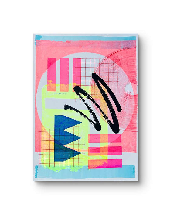 FUN PRINT#3 ORIGINAL ONE-OF-A-KIND MIXED-MEDIA SCREEN PRINT