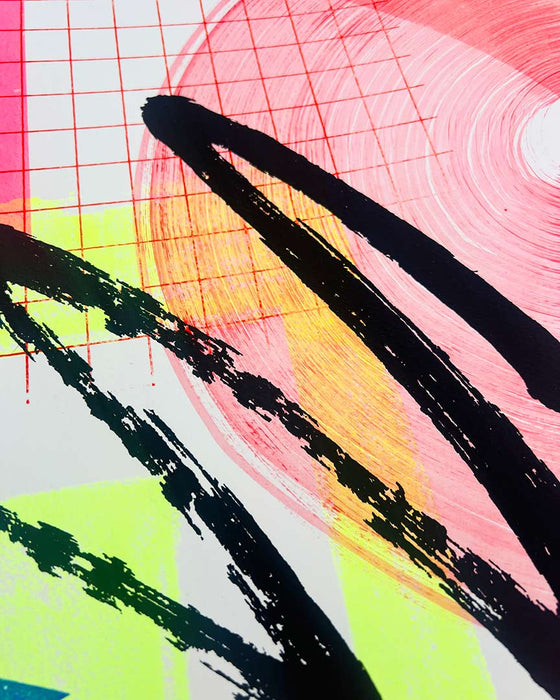 FUN PRINT#3 ORIGINAL ONE-OF-A-KIND MIXED-MEDIA SCREEN PRINT