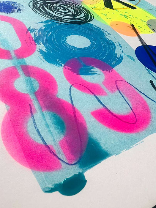 FUN PRINT#4 ORIGINAL ONE-OF-A-KIND MIXED-MEDIA SCREEN PRINT