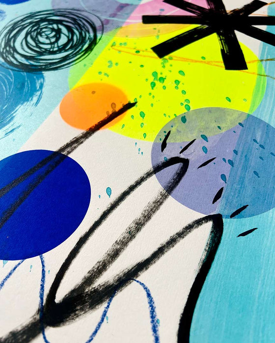 FUN PRINT#4 ORIGINAL ONE-OF-A-KIND MIXED-MEDIA SCREEN PRINT
