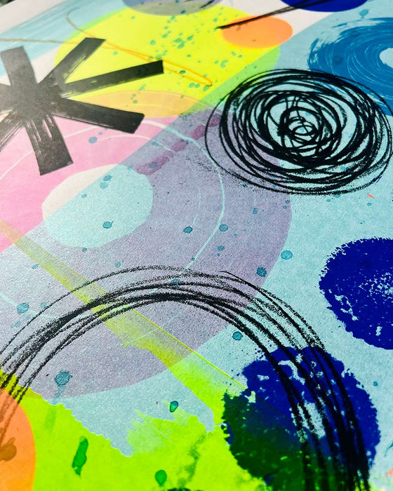 FUN PRINT#4 ORIGINAL ONE-OF-A-KIND MIXED-MEDIA SCREEN PRINT