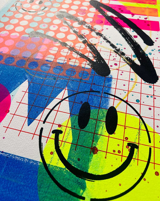 FUN PRINT#5 ORIGINAL ONE-OF-A-KIND MIXED-MEDIA SCREEN PRINT