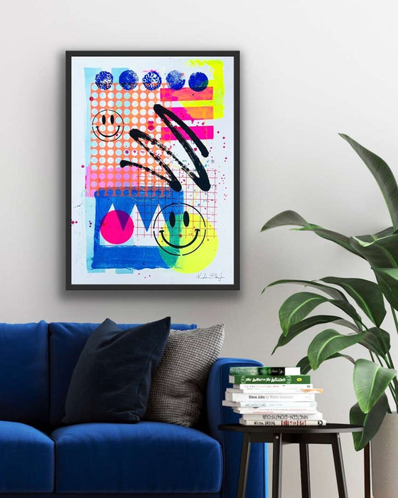FUN PRINT#5 ORIGINAL ONE-OF-A-KIND MIXED-MEDIA SCREEN PRINT