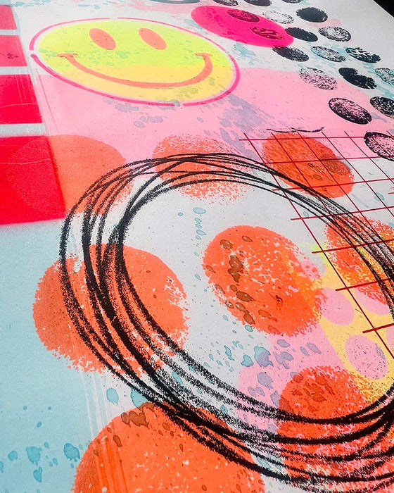 FUN PRINT#6 ORIGINAL ONE-OF-A-KIND MIXED-MEDIA SCREEN PRINT
