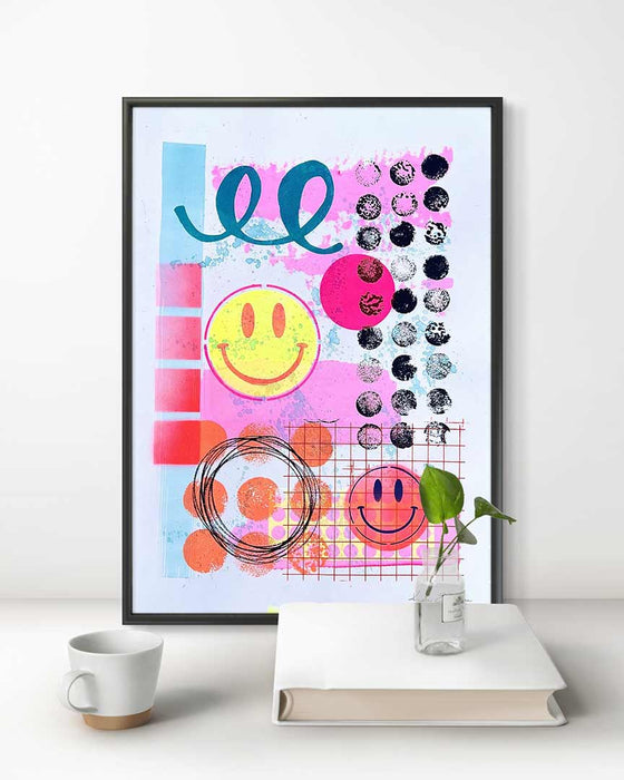 FUN PRINT#6 ORIGINAL ONE-OF-A-KIND MIXED-MEDIA SCREEN PRINT