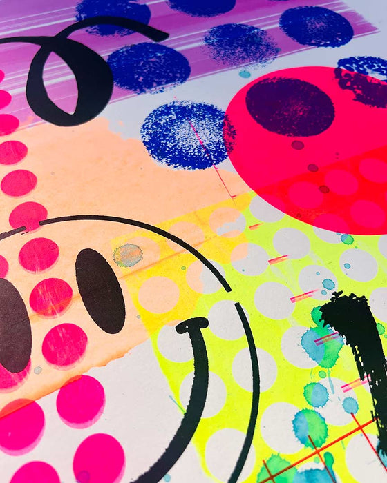FUN PRINT#7 ORIGINAL ONE-OF-A-KIND MIXED-MEDIA SCREEN PRINT