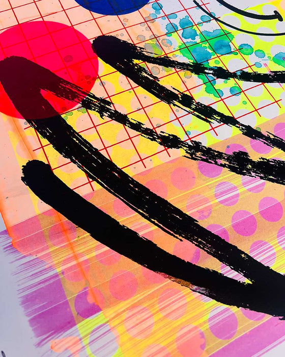 FUN PRINT#7 ORIGINAL ONE-OF-A-KIND MIXED-MEDIA SCREEN PRINT