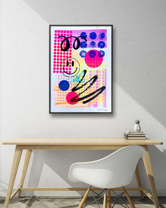 FUN PRINT#7 ORIGINAL ONE-OF-A-KIND MIXED-MEDIA SCREEN PRINT