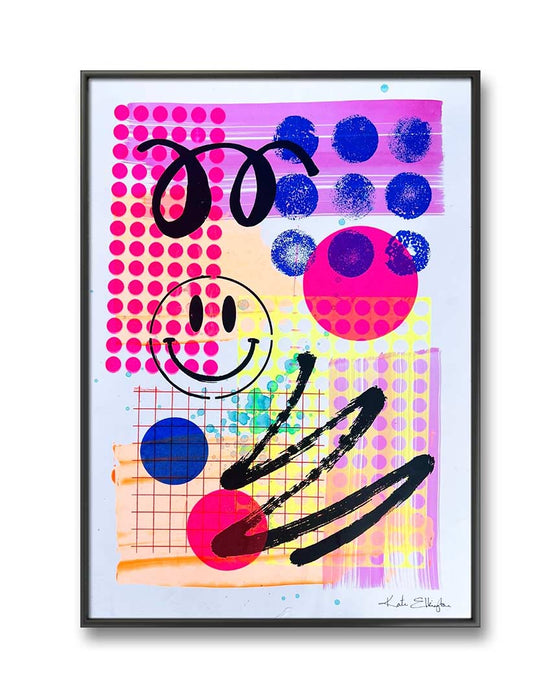 FUN PRINT#7 ORIGINAL ONE-OF-A-KIND MIXED-MEDIA SCREEN PRINT