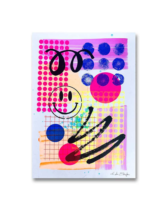 FUN PRINT#7 ORIGINAL ONE-OF-A-KIND MIXED-MEDIA SCREEN PRINT