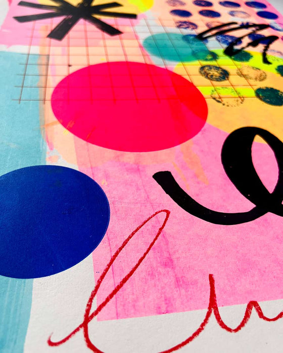 FUN PRINT#8 ORIGINAL ONE-OF-A-KIND MIXED-MEDIA SCREEN PRINT
