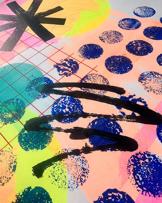FUN PRINT#8 ORIGINAL ONE-OF-A-KIND MIXED-MEDIA SCREEN PRINT