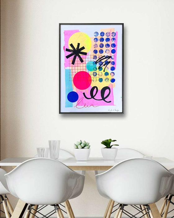 FUN PRINT#8 ORIGINAL ONE-OF-A-KIND MIXED-MEDIA SCREEN PRINT
