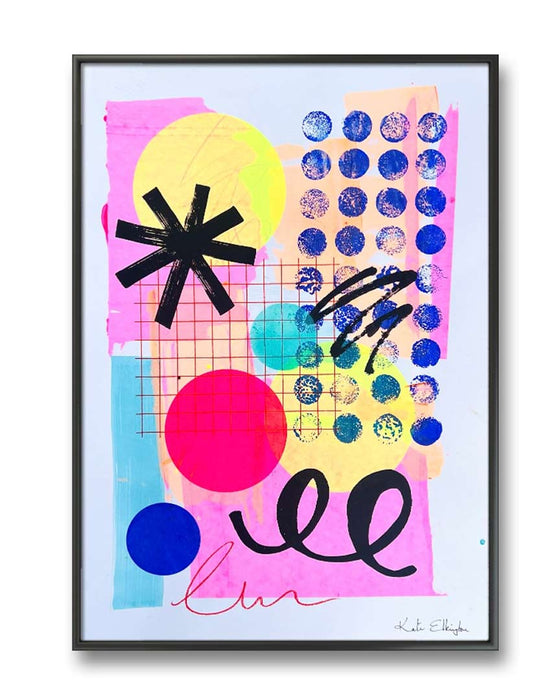 FUN PRINT#8 ORIGINAL ONE-OF-A-KIND MIXED-MEDIA SCREEN PRINT