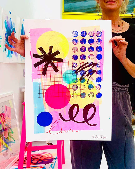 FUN PRINT#8 ORIGINAL ONE-OF-A-KIND MIXED-MEDIA SCREEN PRINT