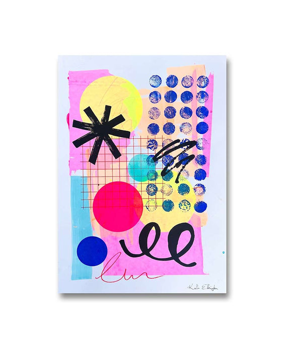 FUN PRINT#8 ORIGINAL ONE-OF-A-KIND MIXED-MEDIA SCREEN PRINT