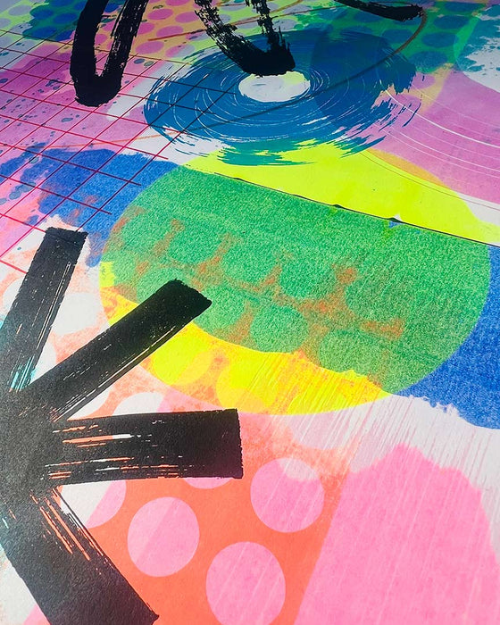FUN PRINT#9 ORIGINAL ONE-OF-A-KIND MIXED-MEDIA SCREEN PRINT