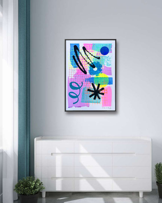 FUN PRINT#9 ORIGINAL ONE-OF-A-KIND MIXED-MEDIA SCREEN PRINT