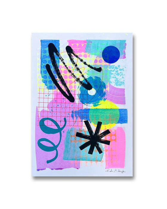 FUN PRINT#9 ORIGINAL ONE-OF-A-KIND MIXED-MEDIA SCREEN PRINT