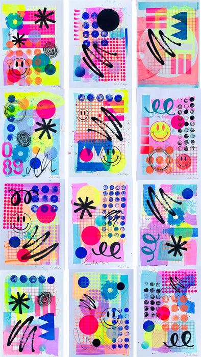 FUN PRINT#13 ORIGINAL ONE-OF-A-KIND MIXED-MEDIA SCREEN PRINT