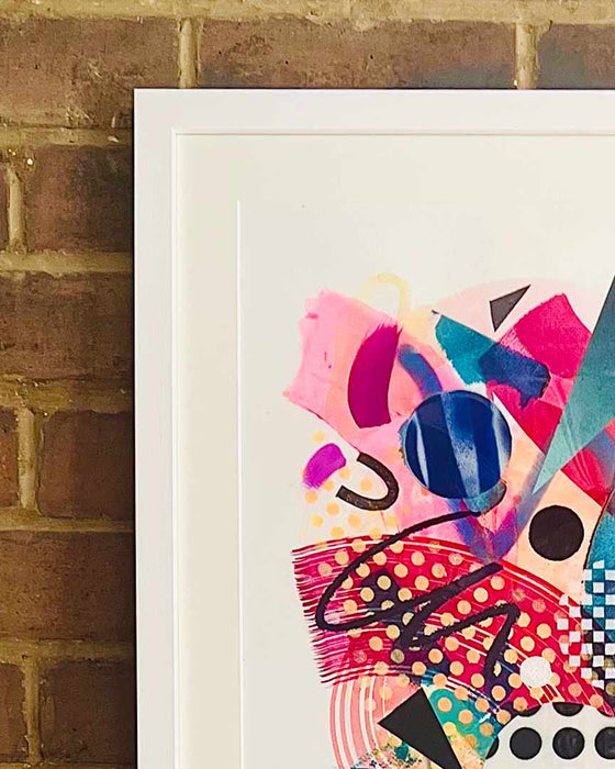 INTO IT FRAMED ORIGINAL - Colourful Mixed-Media Abstract Artwork