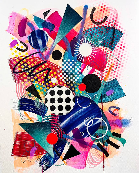 INTO IT FRAMED ORIGINAL - Colourful Mixed-Media Abstract Artwork